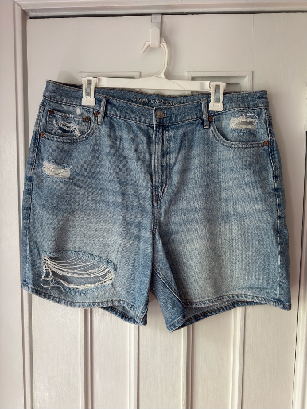American Eagle Mid-Rise Baggy Distressed Jean Shorts